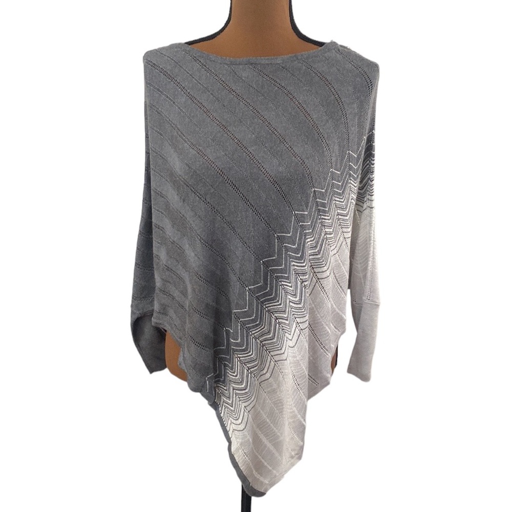 White House Black Market shimmery chevron ombre poncho sweater size XS